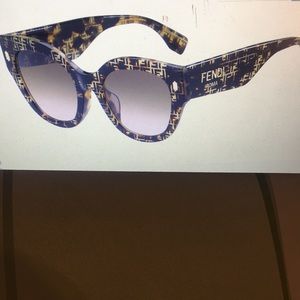 Fendi Blue and Gold Patterned Sunglasses